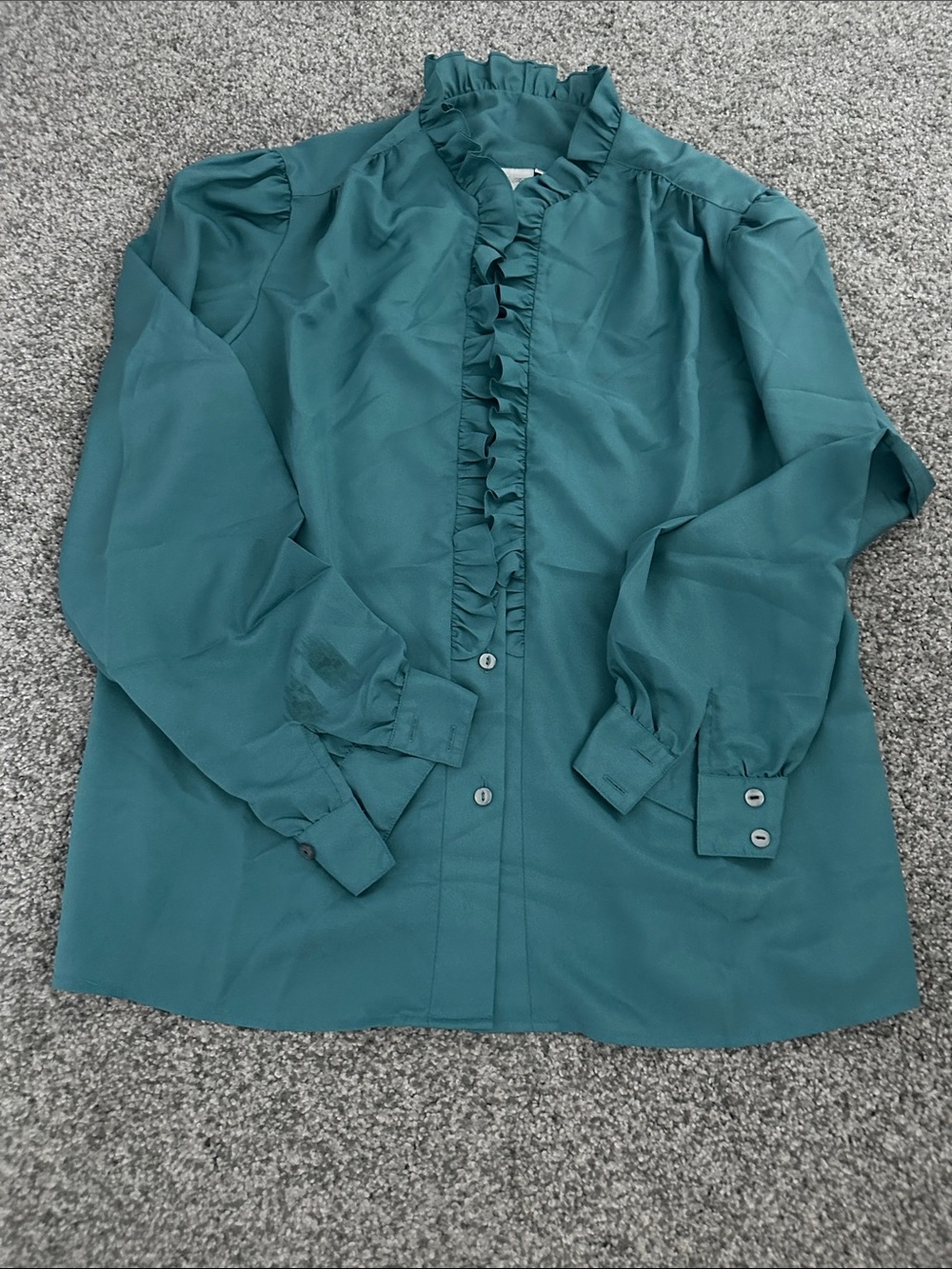 Ruffle-Front Teal Women's Blouse